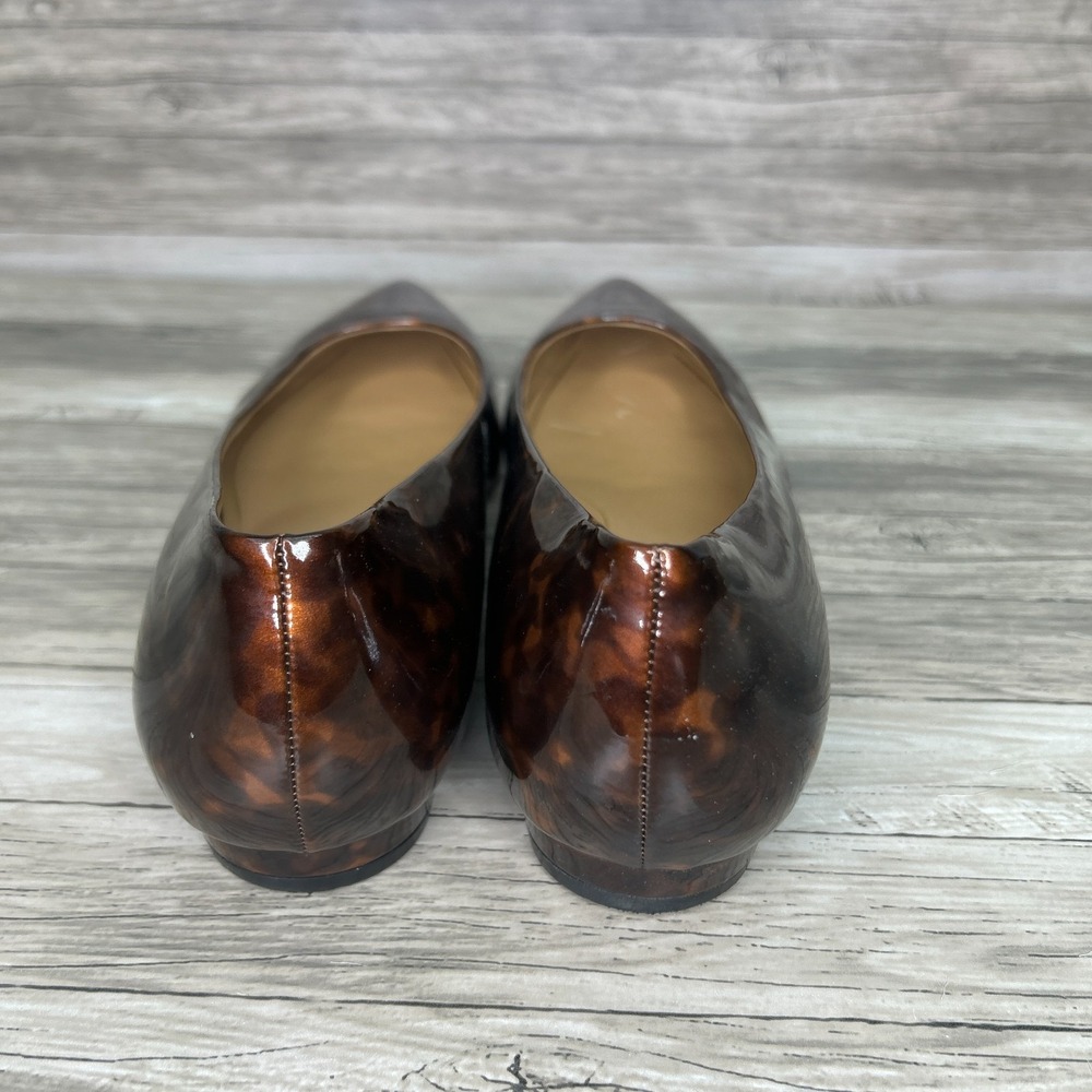 Vionic Women's Pointed Toe Tortoiseshell Patent Flats in Brown - Picture 5 of 14